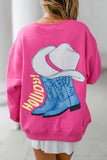 Pink HOWDY Boots Graphic Pullover Sweatshirt