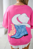 Pink HOWDY Boots Graphic Pullover Sweatshirt