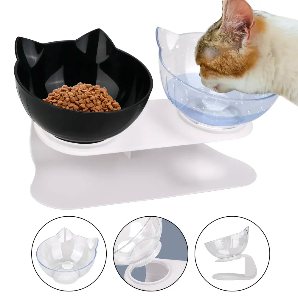 Durable Double Bowls Pet Food Water Feeder