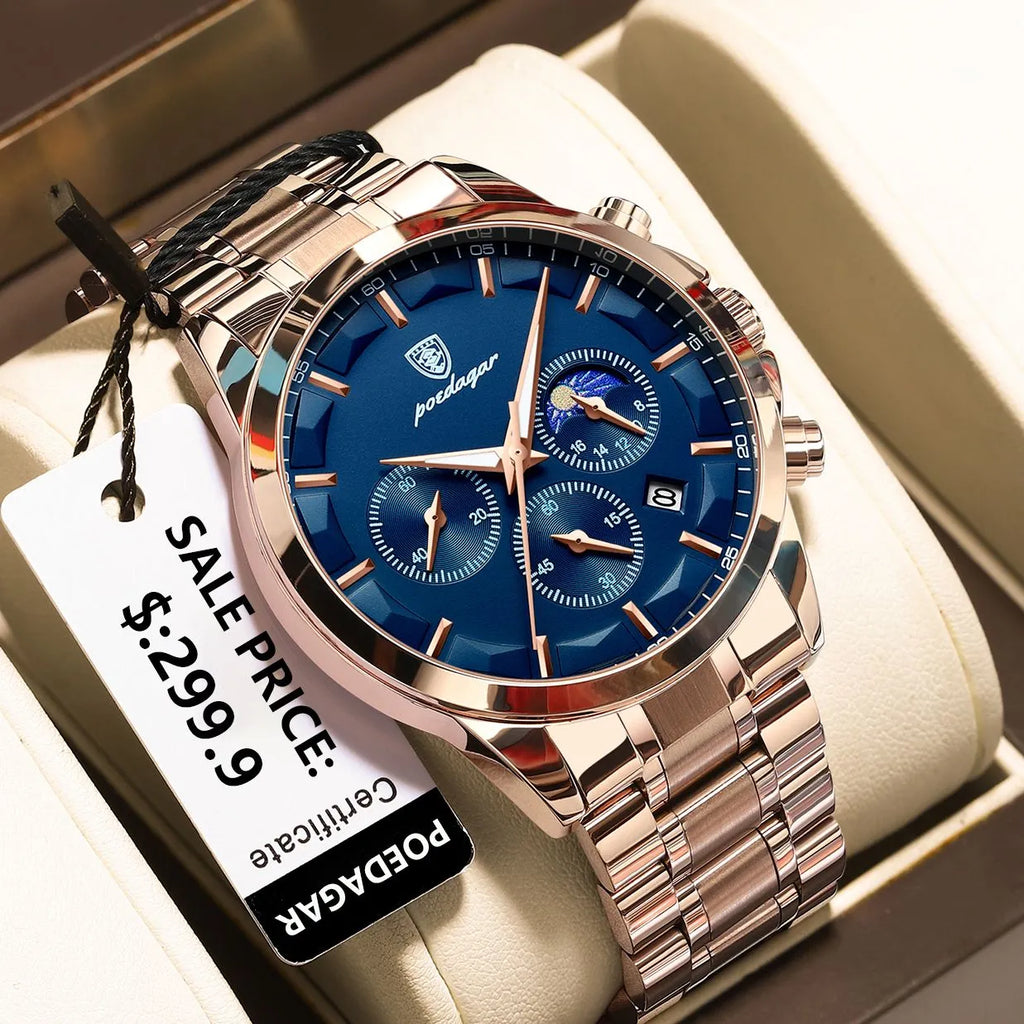 POEDAGAR Luxury Men's Quartz Watches+box Reloj