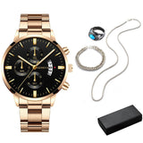 5pcs Necklace Bracelet Ring Watches For Fashion Luxury Men