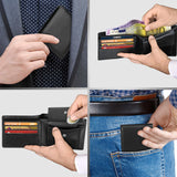 Genuine Leather Wallet Men Classic Black Soft Purse