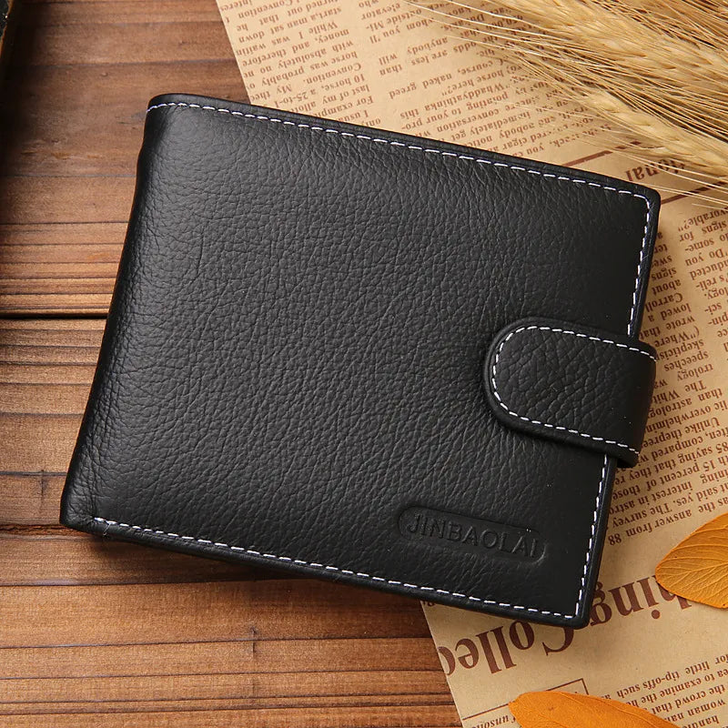 JINBAOLAI Leather Men Wallets Cow Leather Solid Sample Style